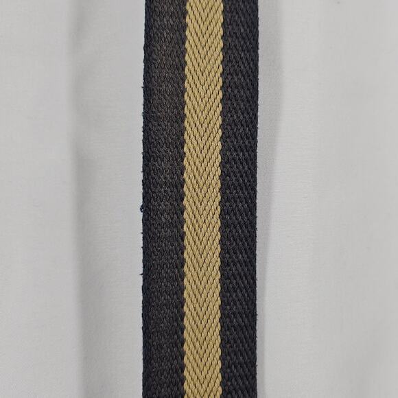 COACH VINTAGE BROWN LEATHER, GRAY & BEIGE STRIPE BELT – CHROME BUCKLE – SIZE 36" - Picture 9 of 10